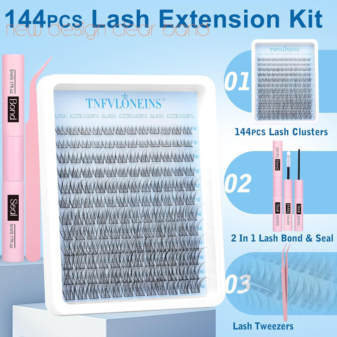 Lash Clusters Kit Natural Lash Extension Kit Wispy Eyelash Clusters C Curl Eyelash Extension Kit Short Individual Lashes Clusters Eyelash Extensions Kit Waterproof Individual Lashes Kit