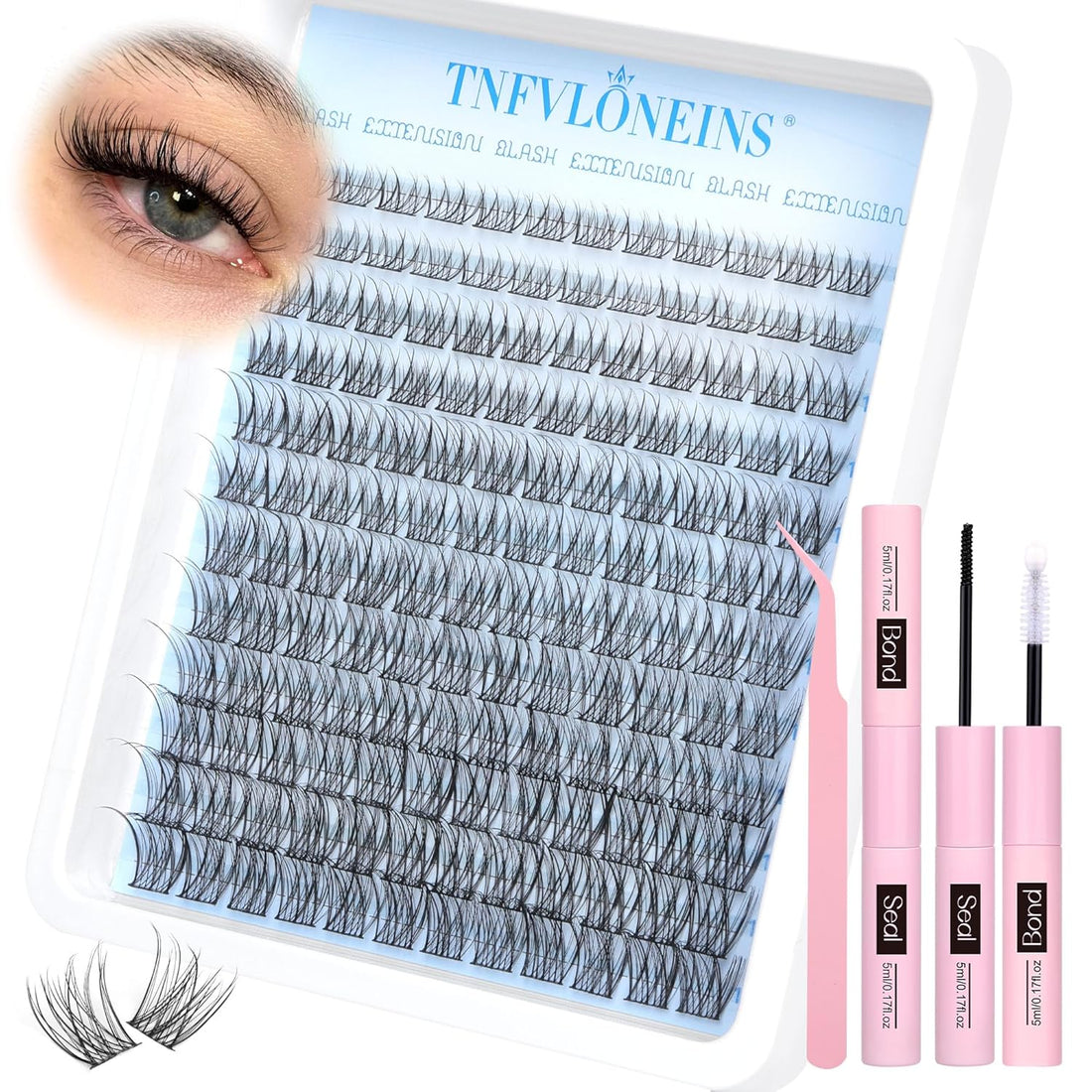 Lash Clusters Kit Natural Lash Extension Kit Wispy Eyelash Clusters C Curl Eyelash Extension Kit Short Individual Lashes Clusters Eyelash Extensions Kit Waterproof Individual Lashes Kit